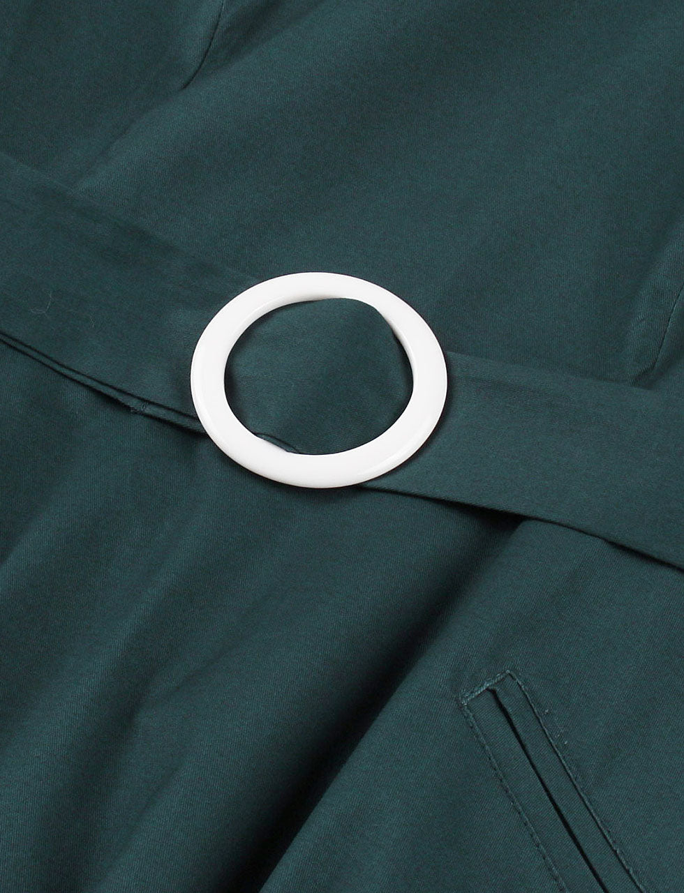 Peacock Blue Peter Pan Collar 1950s Vintage Swing Dress