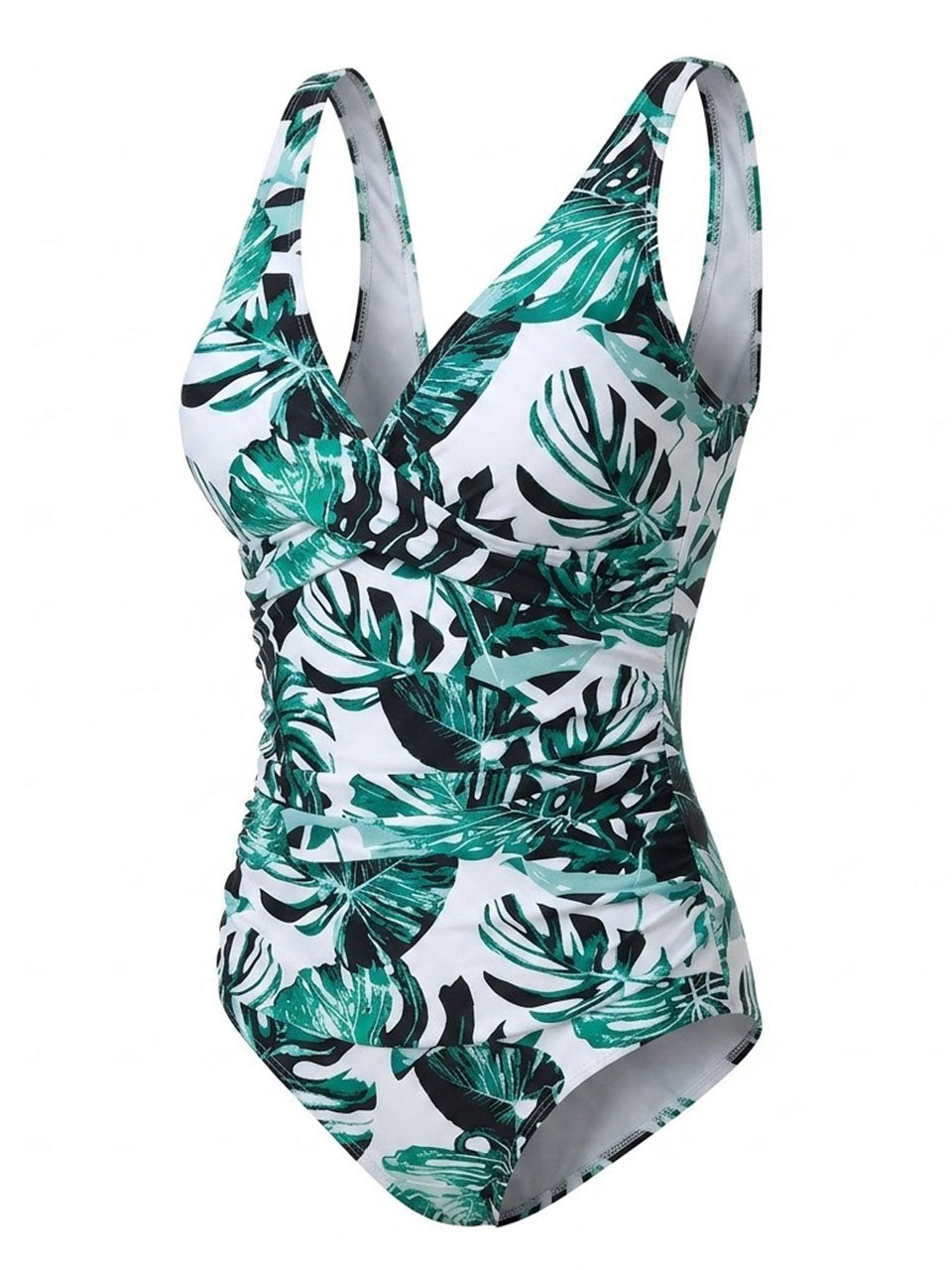 Tropical Leaf Print One Piece Swimsuit