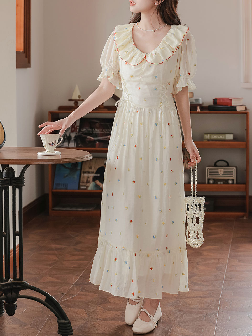 White Peter Pan Collar 1950S Vintage Cotton Dress