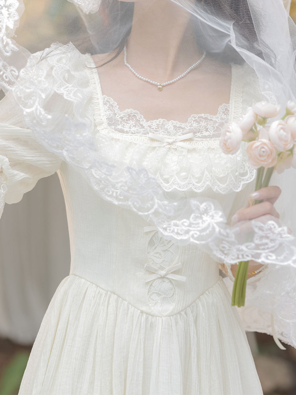 Sweet Victorian Lace Square Collar Corset Short Sleeve Wedding Mini Dress