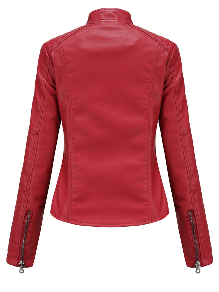 6 Color Long Sleeve PU Leather Motorcycle Jacket