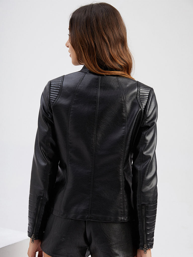 5 Color Long Sleeve PU Leather Motorcycle Jacket
