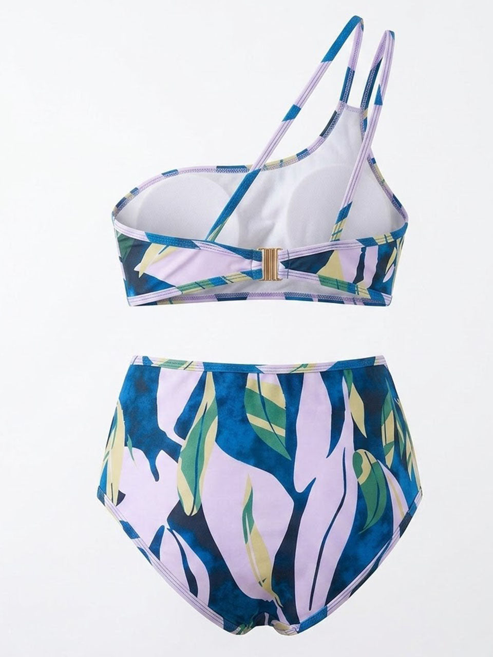 One Shoulder Bikini Set High Waisted Two Piece Swimsuit Floral Print Bathing Suit