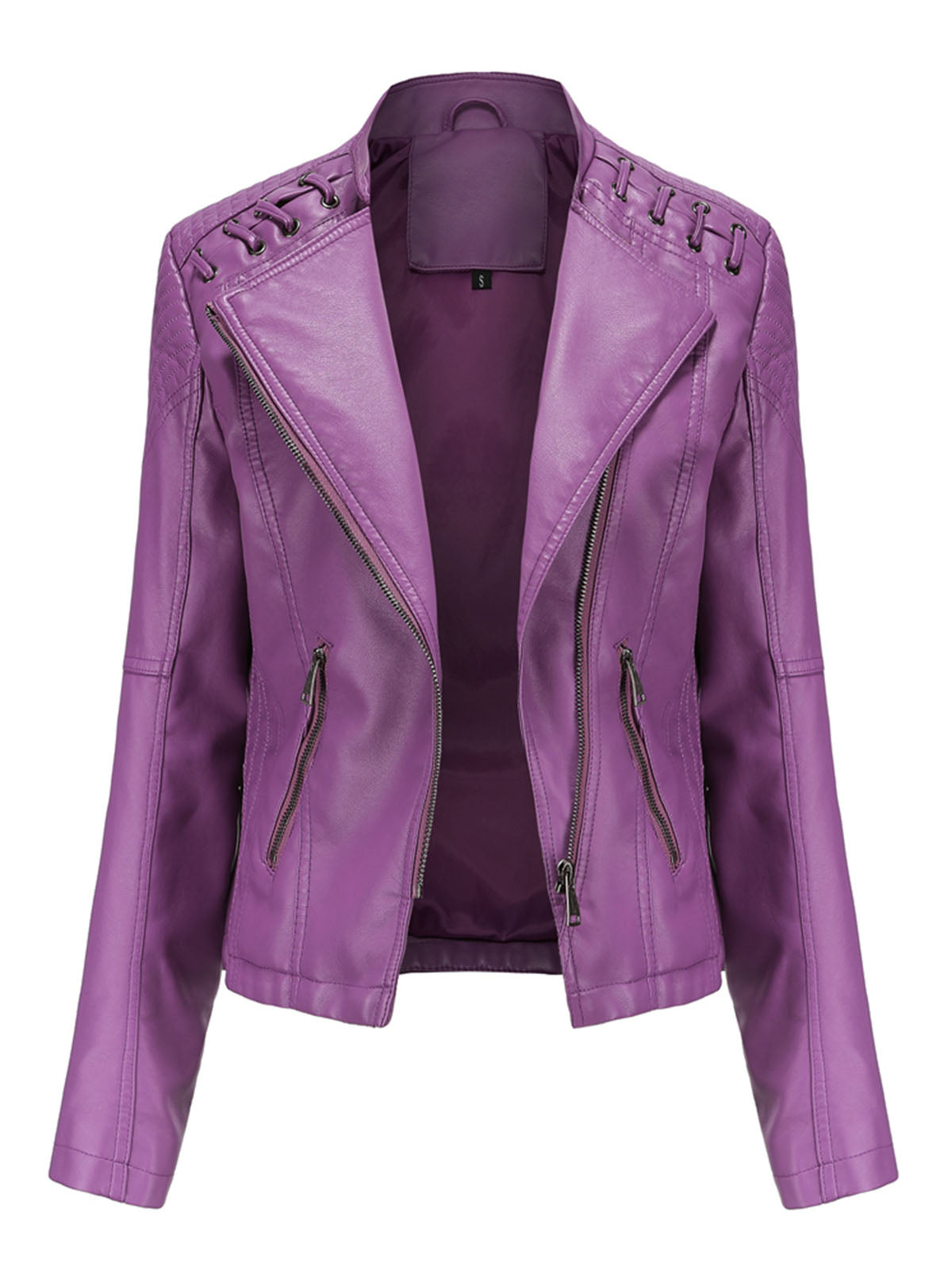 Leather Jacket Weave Long Sleeve Winter Coat