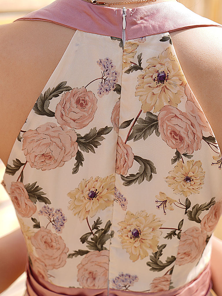 Rose Halter 1950S Vintage Dress Swing Dress