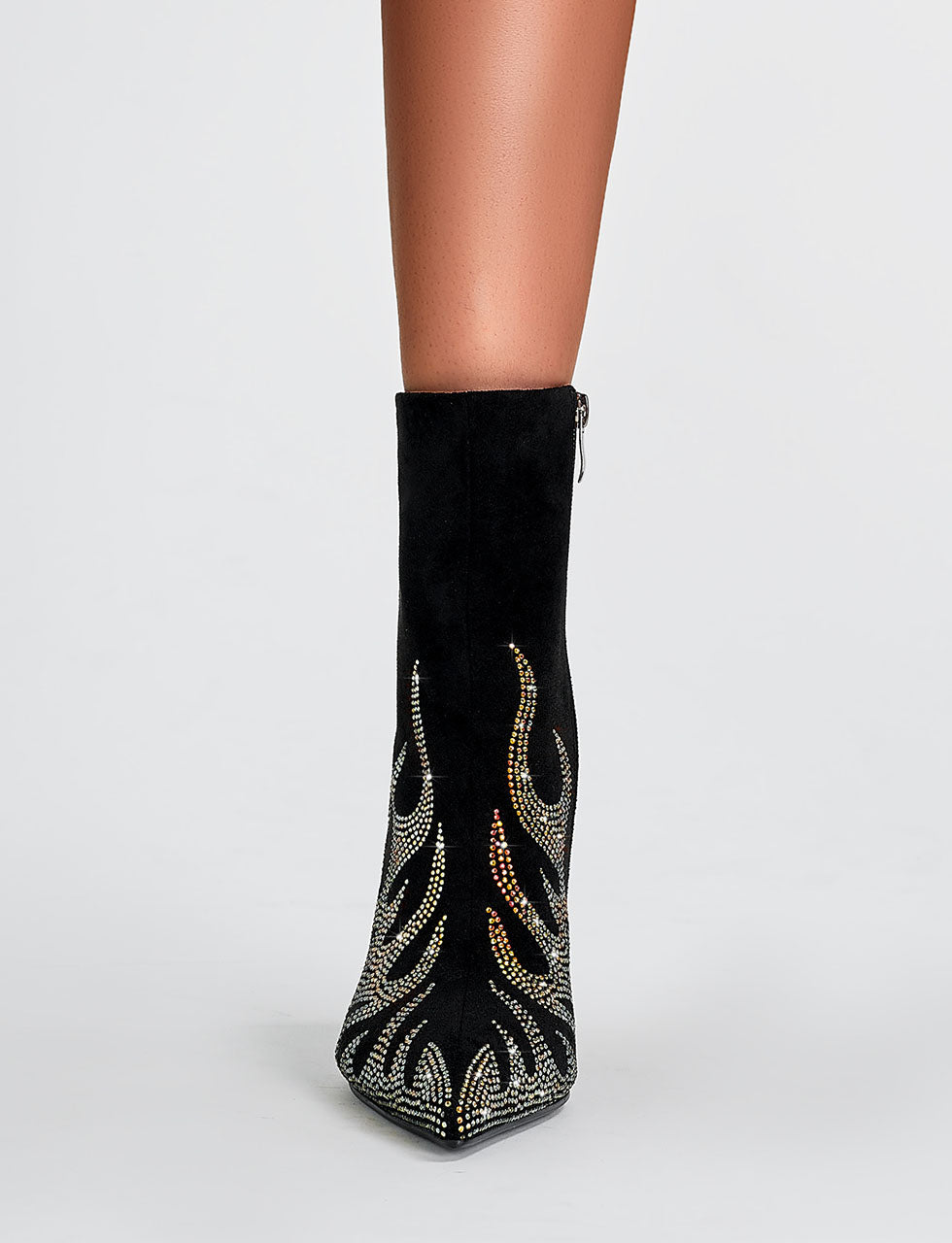 Halloween High Heel Pointed Toes Luxury Bling Rhinestone Retro Short Boots Shoes