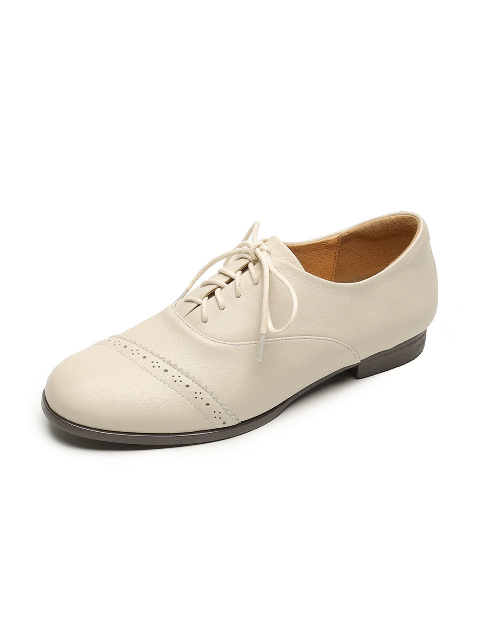 Oxfords Pointed Toe Cowhide Leather Vintage Shoes