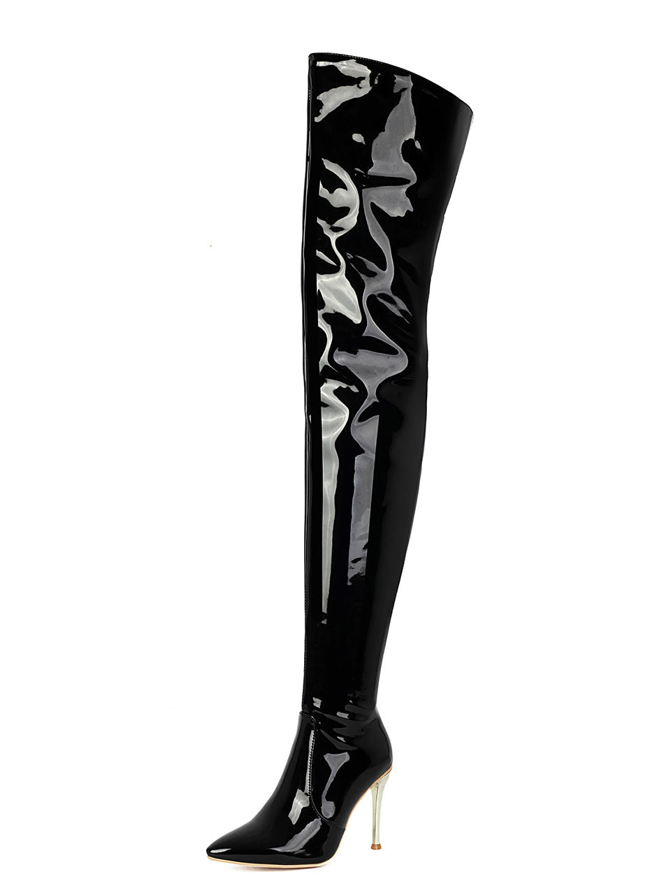 10CM Patent Leather Thigh Ultra High Stiletto Heel Over The Knee Warm Boots