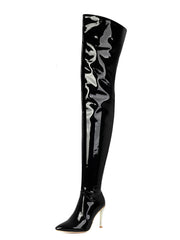 10CM Patent Leather Thigh Ultra High Stiletto Heel Over The Knee Warm Boots