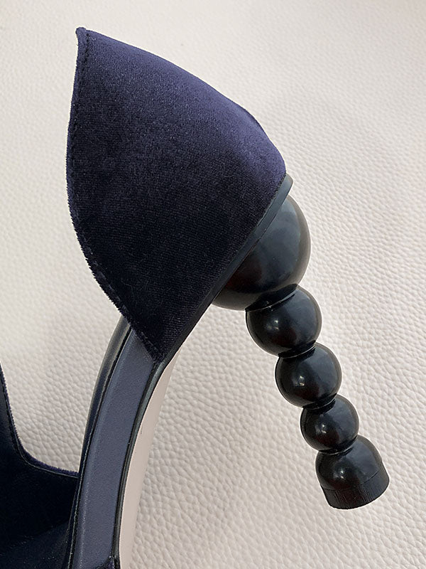 Big Bow Velvet Cylindrical Heel Pointed Toe Vintage Shoes