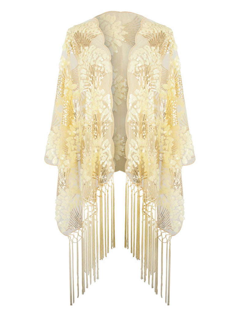 Great Gatsby 1920's Bridal Flapper Sequin Cape