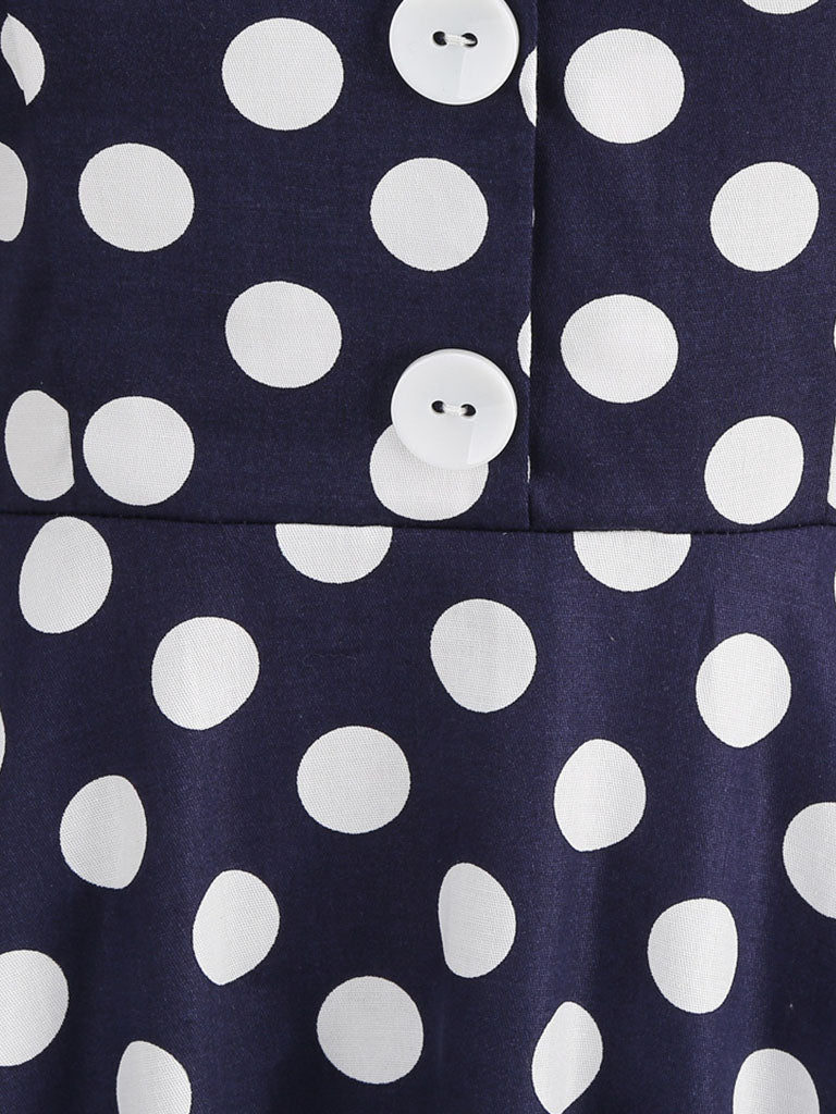 Green And White Polka Dots Pockets Vintage Halter 1950S Dress