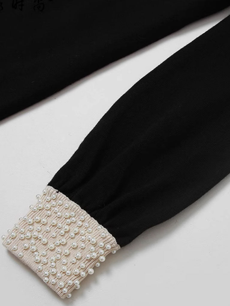 Handmade Pearl Hepburn Style Knitted Little Black Dress