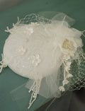 White Handmade Flowers Satin Birdcage Veil Wedding Vintage Hat