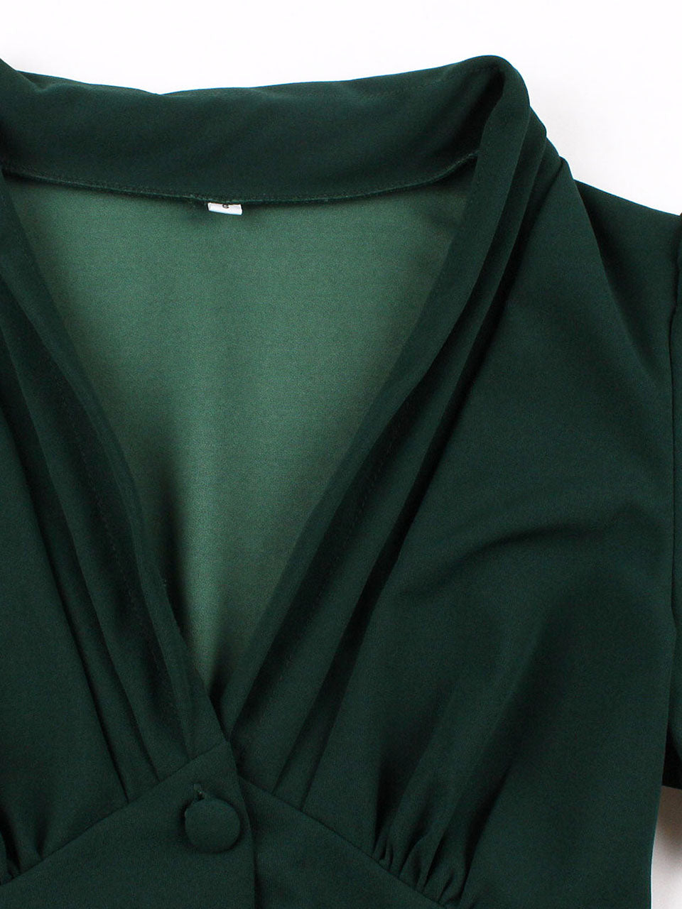 Dark Green V Neck Short Sleeve Vintage Swing Dress