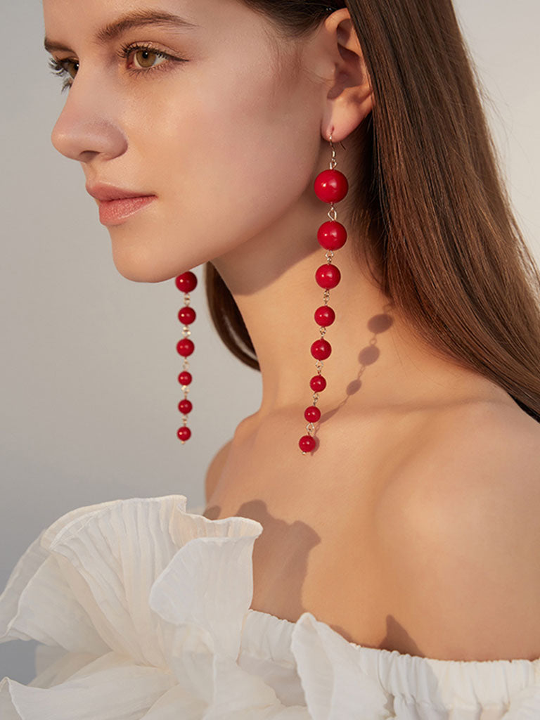 Vintage Plastic Pearl Party Long Earrings For Women