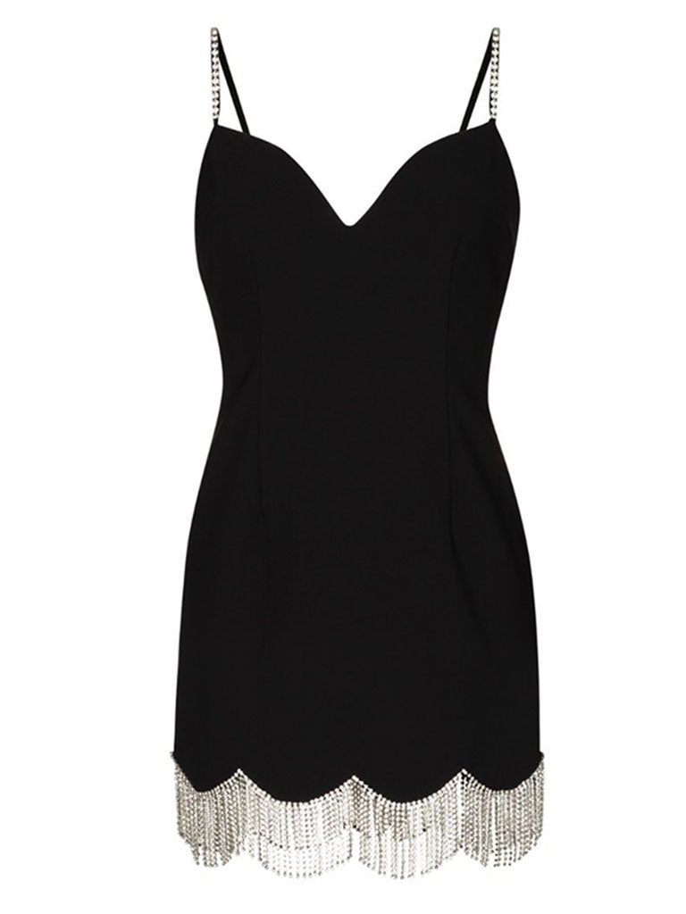 Black Spaghetti Strap Gown Party Dress