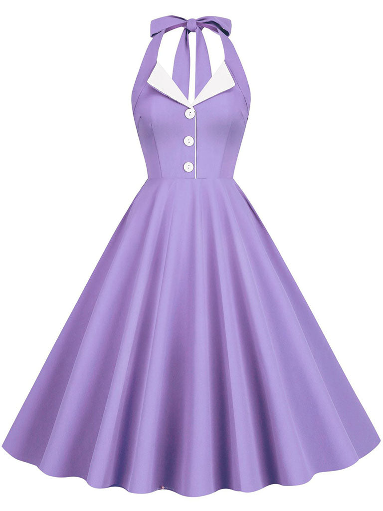 Klein Blue Vintage Halter Backless 1950S Vintage Dress