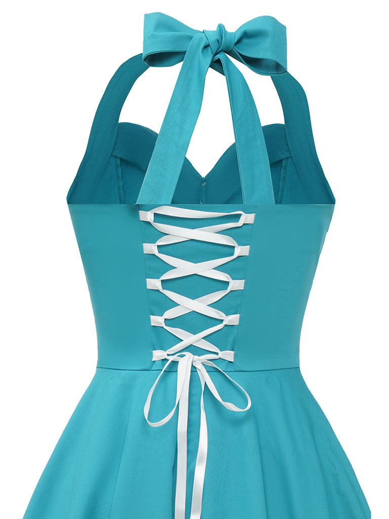 Lake Blue Halter Swing 1950S Vinatge Dress
