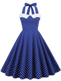 Polka Dots Halter Backless 1950S Vintage Swing Dress