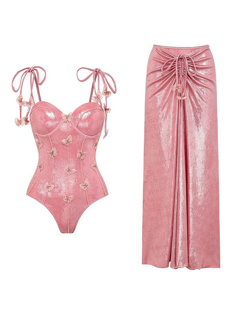 Pink Luminous Fabric One-piece Swimsuit