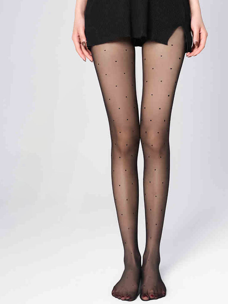 Polka Dots Black Sheer Pantyhouse Stocking