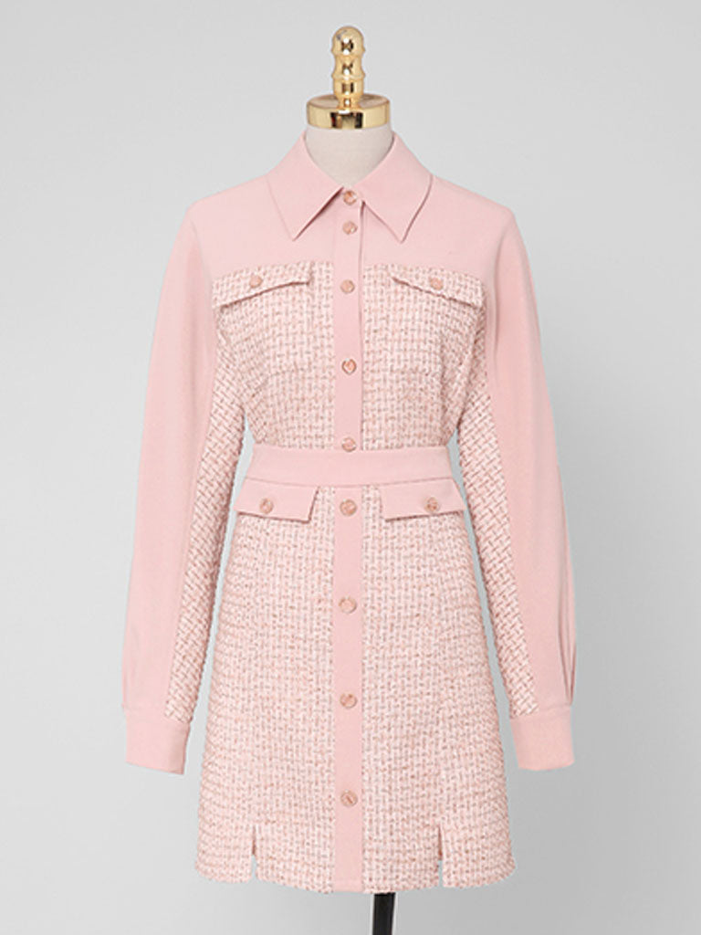 2PS Pink 1950S Vintage Classic Top And High Waist Short Skirt Suit