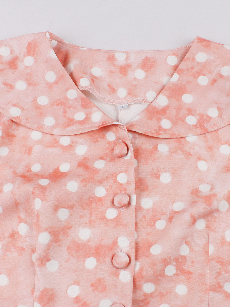 Pink Peter Pan Collar Polka Dots 1950s Vintage Swing Dress