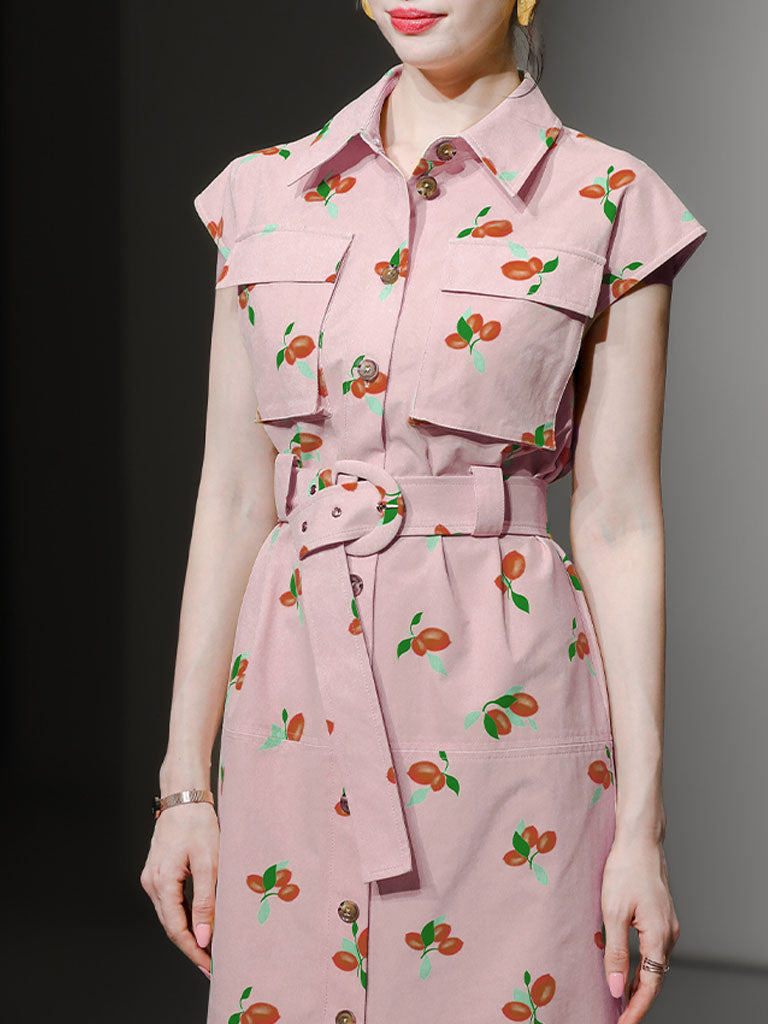 Summer Vintage Styele Fruit Print Shirt 1950S Dress
