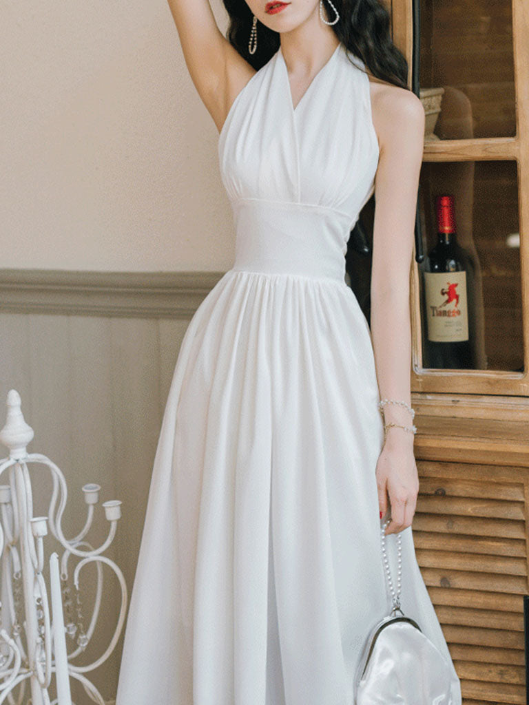 White Halter Marilyn Monroe Same Style 1950S Vintage Dress