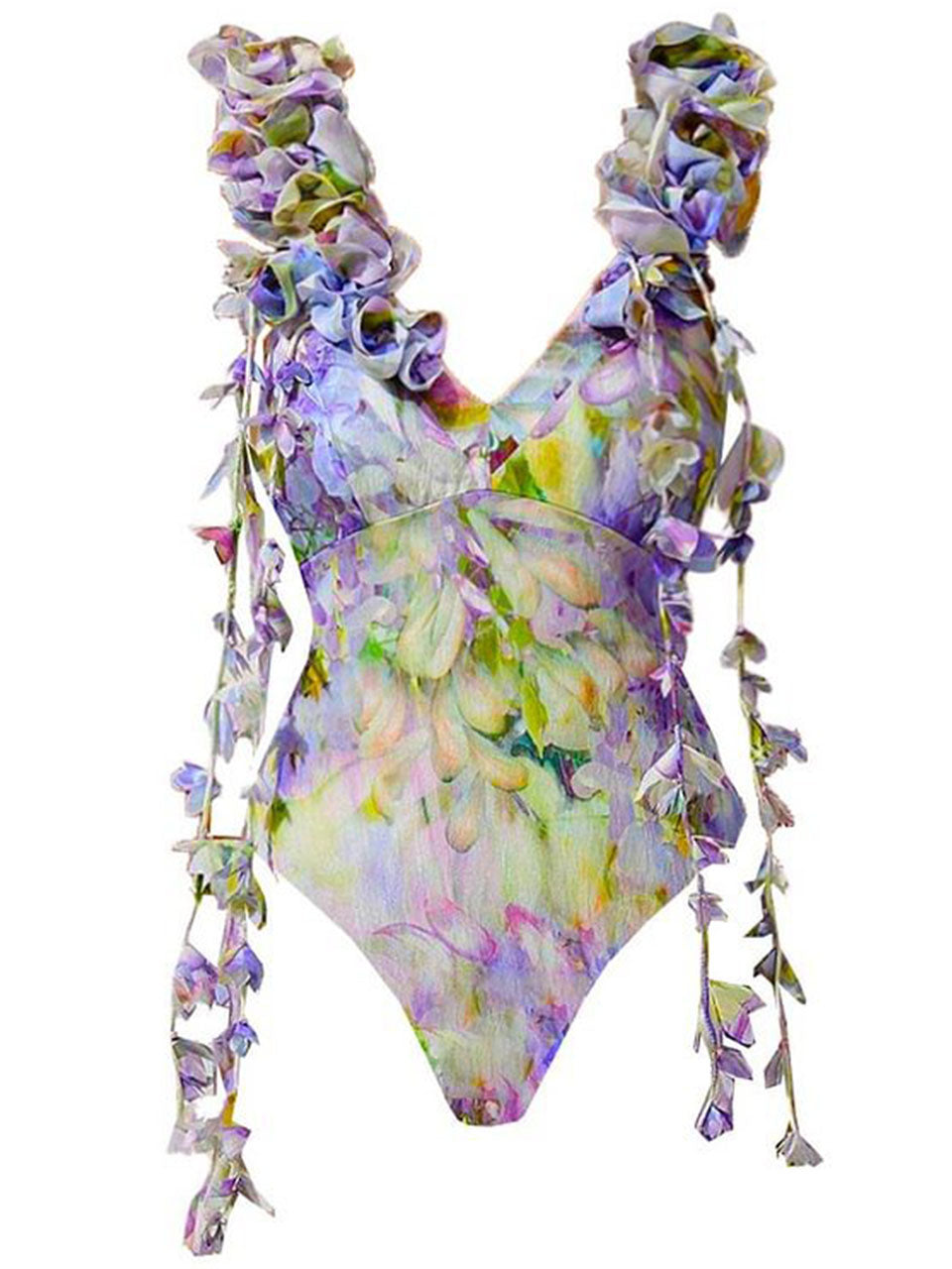 Yellow Ruffles Flowers One-piece Swimsuit