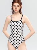 Black And White Polka Dots Retro One Piece Swimsuit