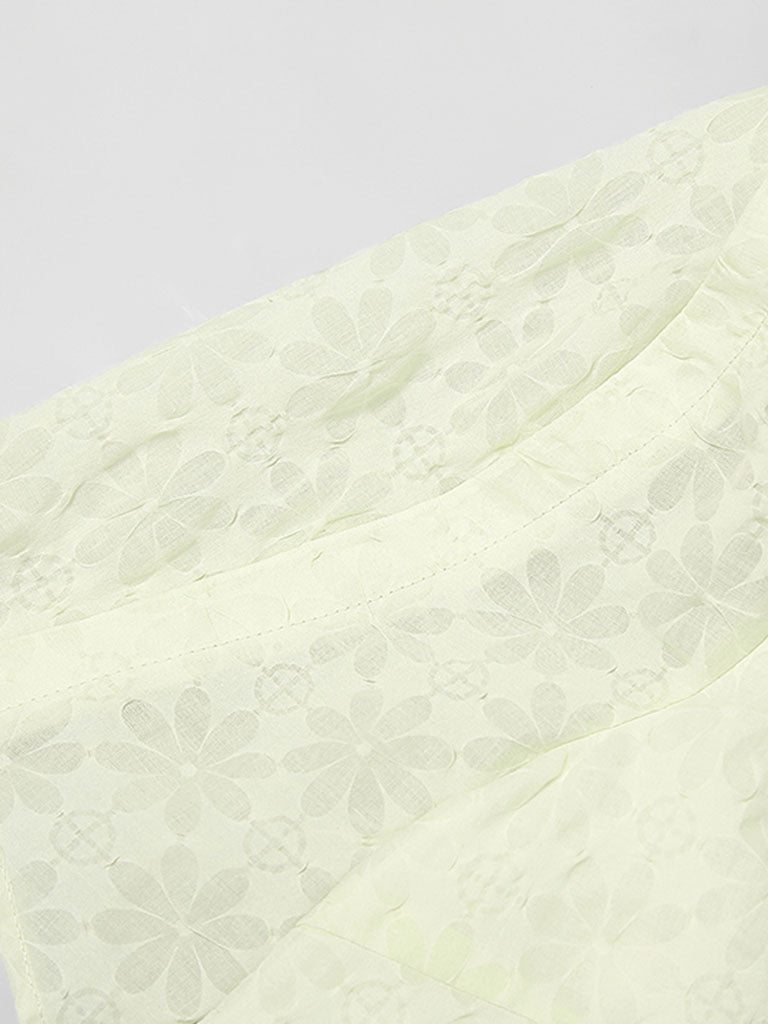 Avocado Green Crossback Puff Sleeve 1950S Vintage Dress