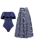 Denim Off Shoulder Ruffles One Piece