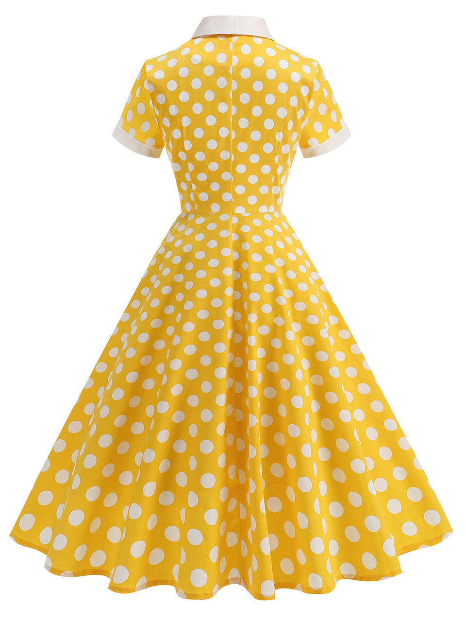 Tuxedo Collar Polka Dots 1950S Dress