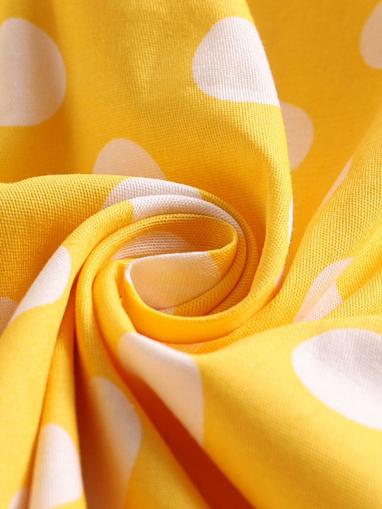 Yellow Polka Dots Halter 1950S Vinatge Dress