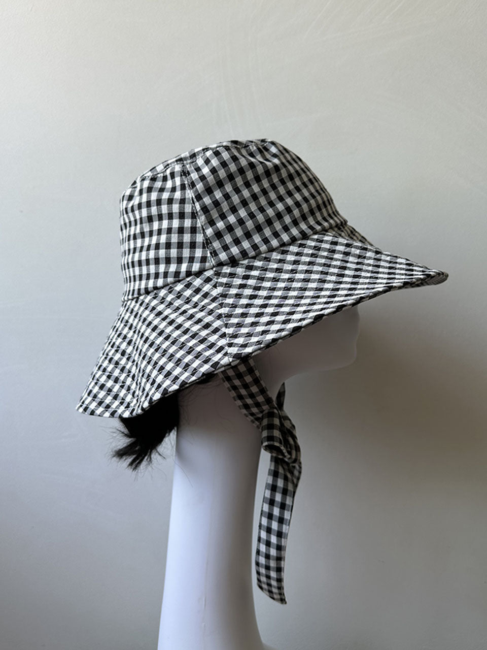 Pink Gingham Wide-brimmed Hat
