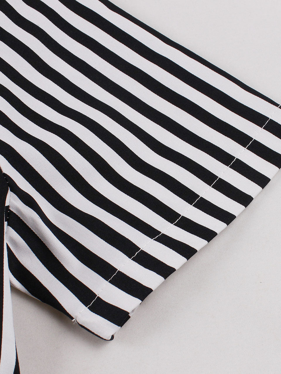 Black Peter Pan Collar Stripe 1950s Vintage Swing Dress