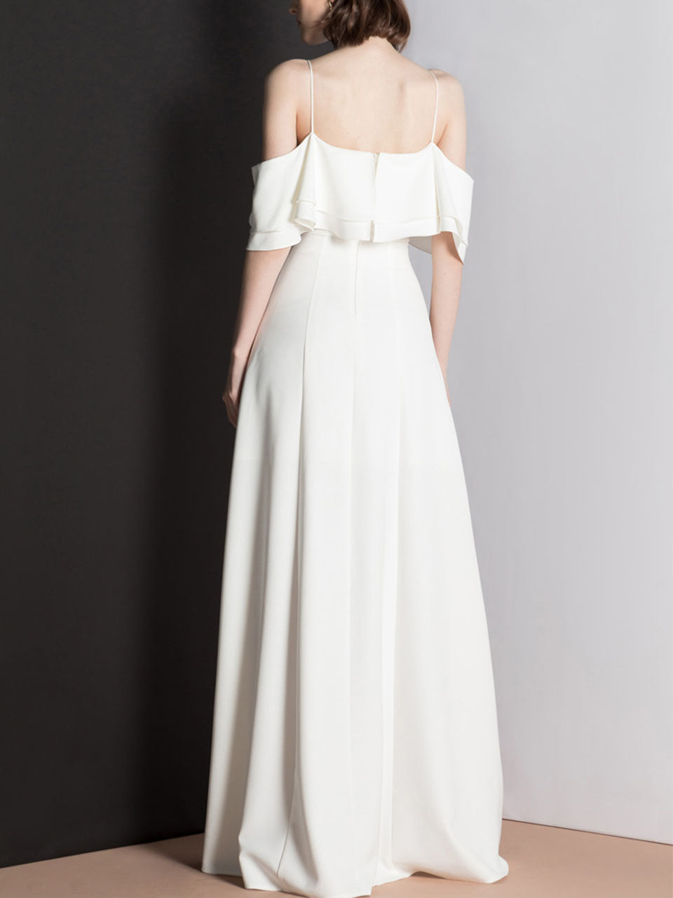 White Strapless Off Shoulder Ruffle Dress