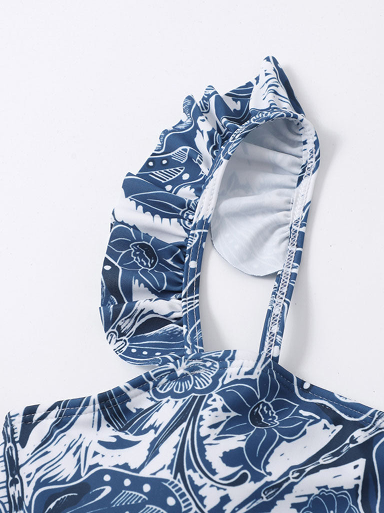Floral Print Retro Style Strap One Piece