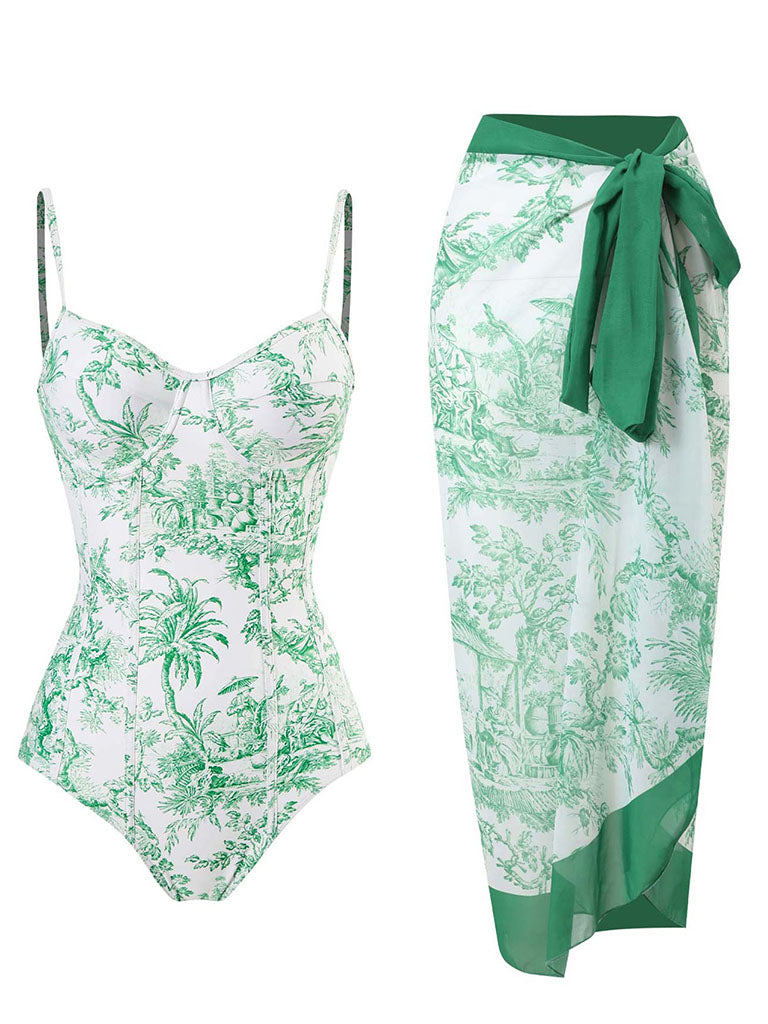 Romantic Floral Print Strap One Piece