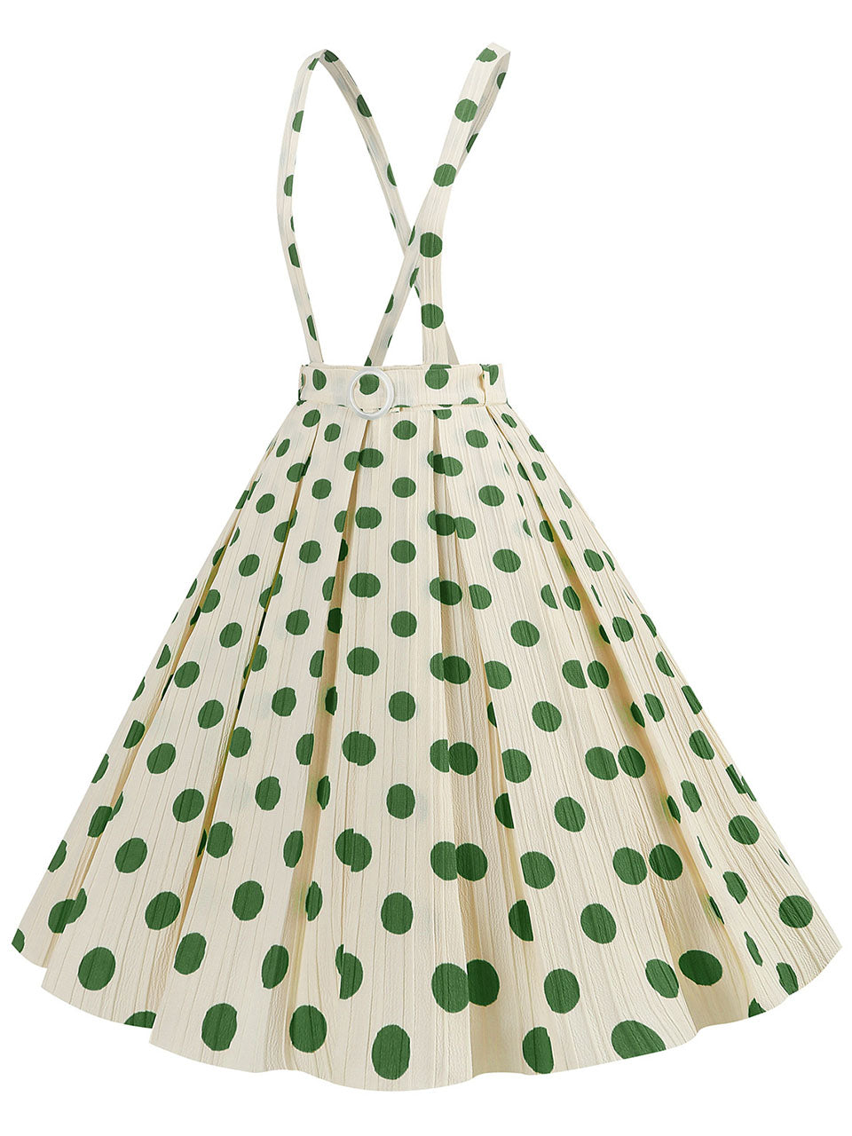 Polka Dots High Waist Audrey Hepburn Style Cocktail Suspender Swing Skirt
