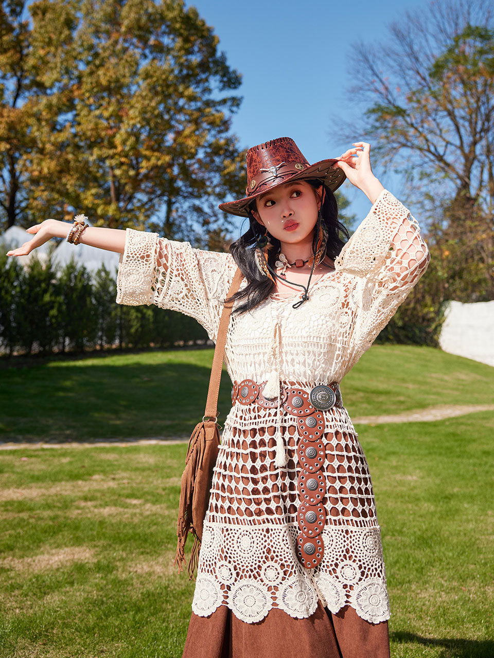 Hollow Crochet Tassel Top