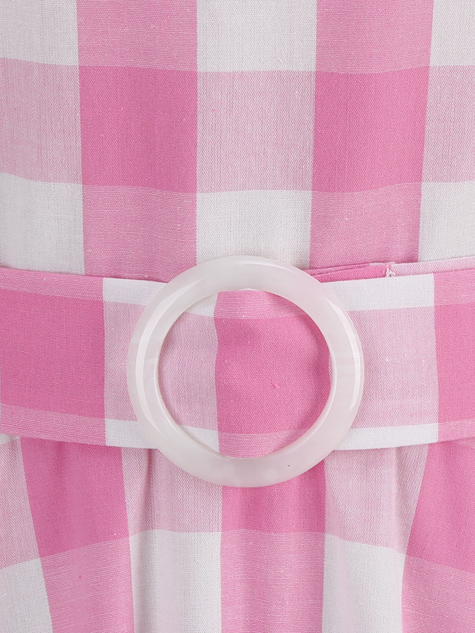 Pink And White Plaid Halter Deep V Neck 1950S Vintage Dress