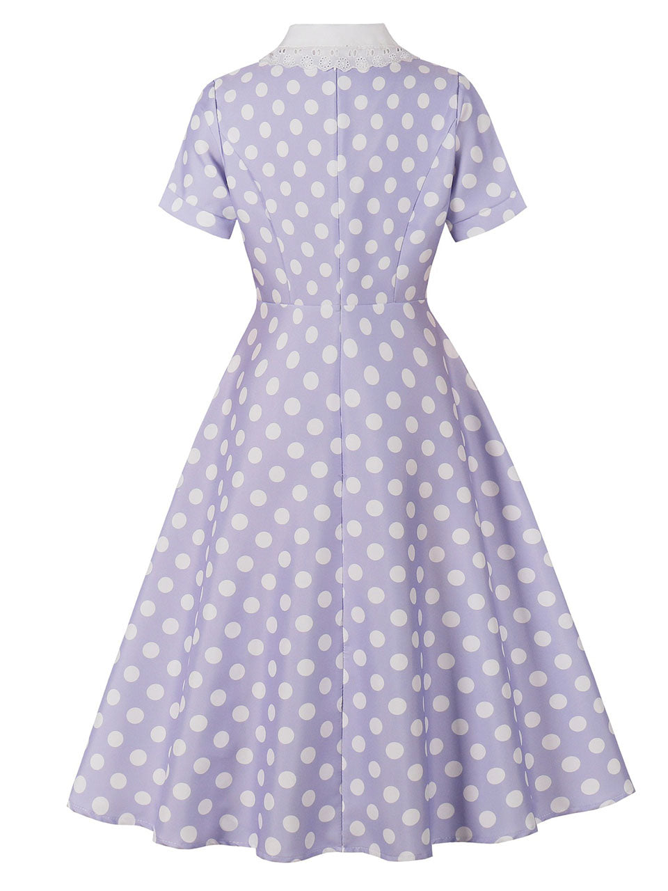 1950s Purple Peter Pan Collar Polka Dots Swing Dress