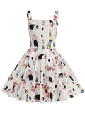 Kids Little Girls' Dress White Floral 1950S Vintage Dress
