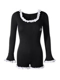 Black Lace U-Neck One Piece Vintage Swimsuit