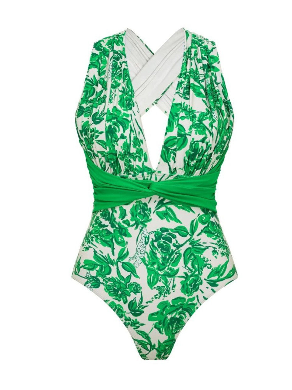 2PS Green Floral Halter One-Piece Swimsuit