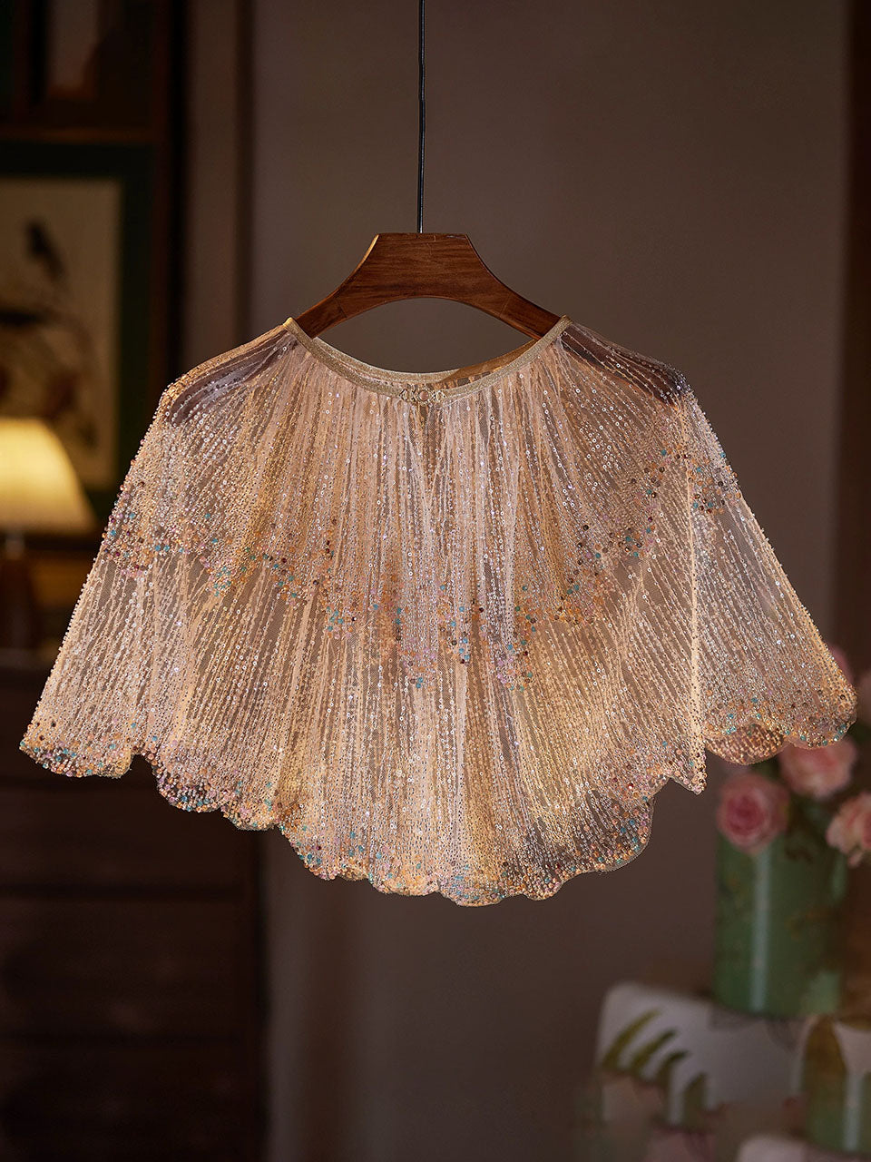 1920s Flapper Cape Great Gatsby Costume Sequined Shawl Glitter Shrug Evening Wedding Dress Wrap Cloak Women