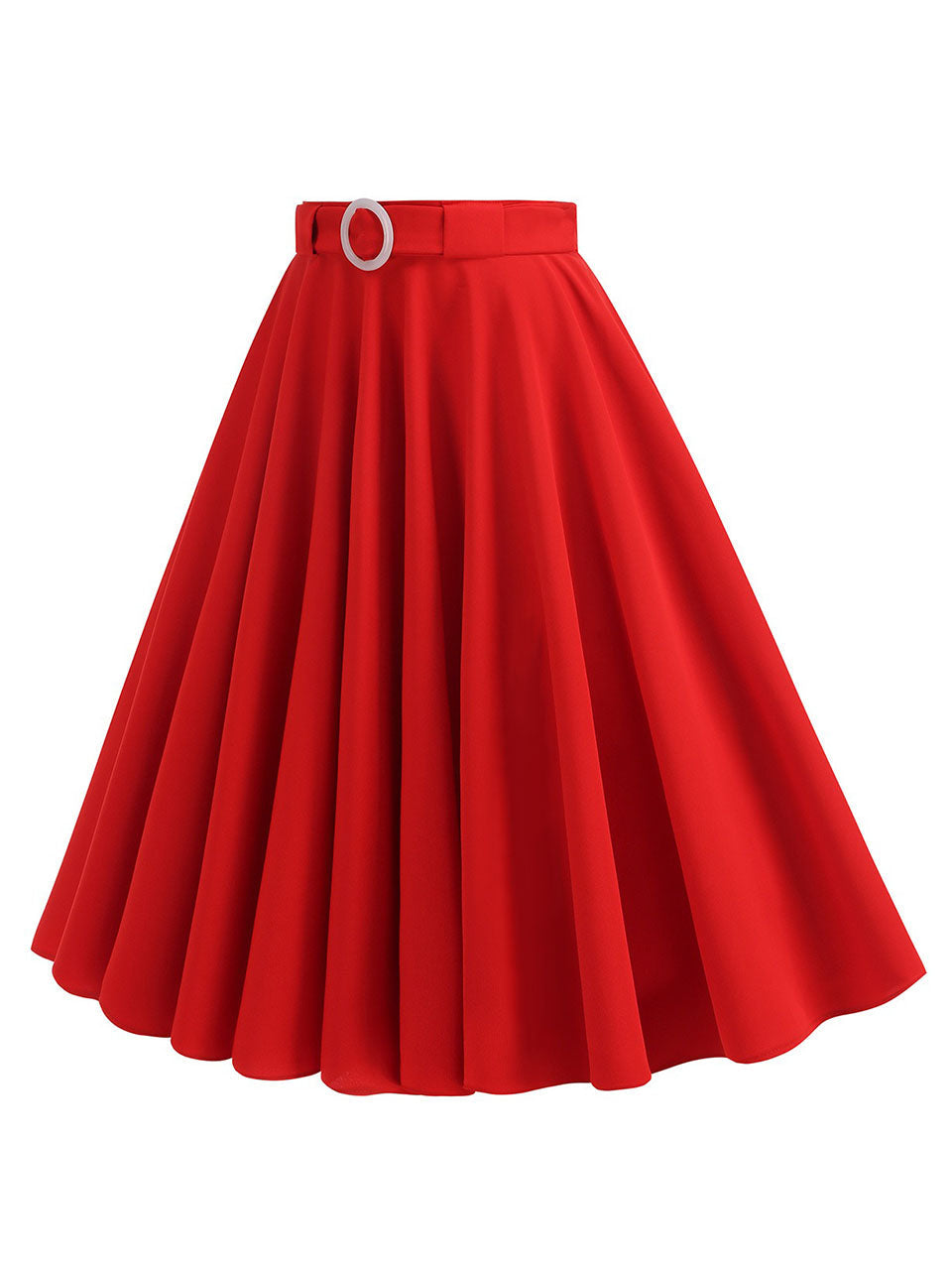 1950s Red High Waist Pleated Swing Vintage Skirt